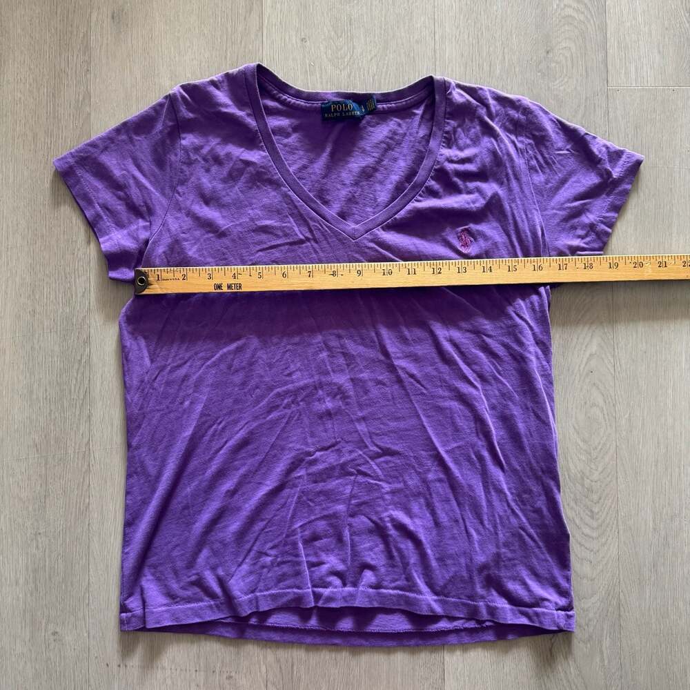 Polo Ralph Lauren Purple V-Neck T-Shirt Size Large - Picture 4 of 5